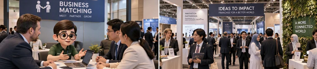 Gnosis Boy มาสคอตของจีโนซิส ร่วมเจรจาในโซน Business Matching และบรรยากาศฮอลล์งานแสดงแฟรนไชส์นานาชาติ