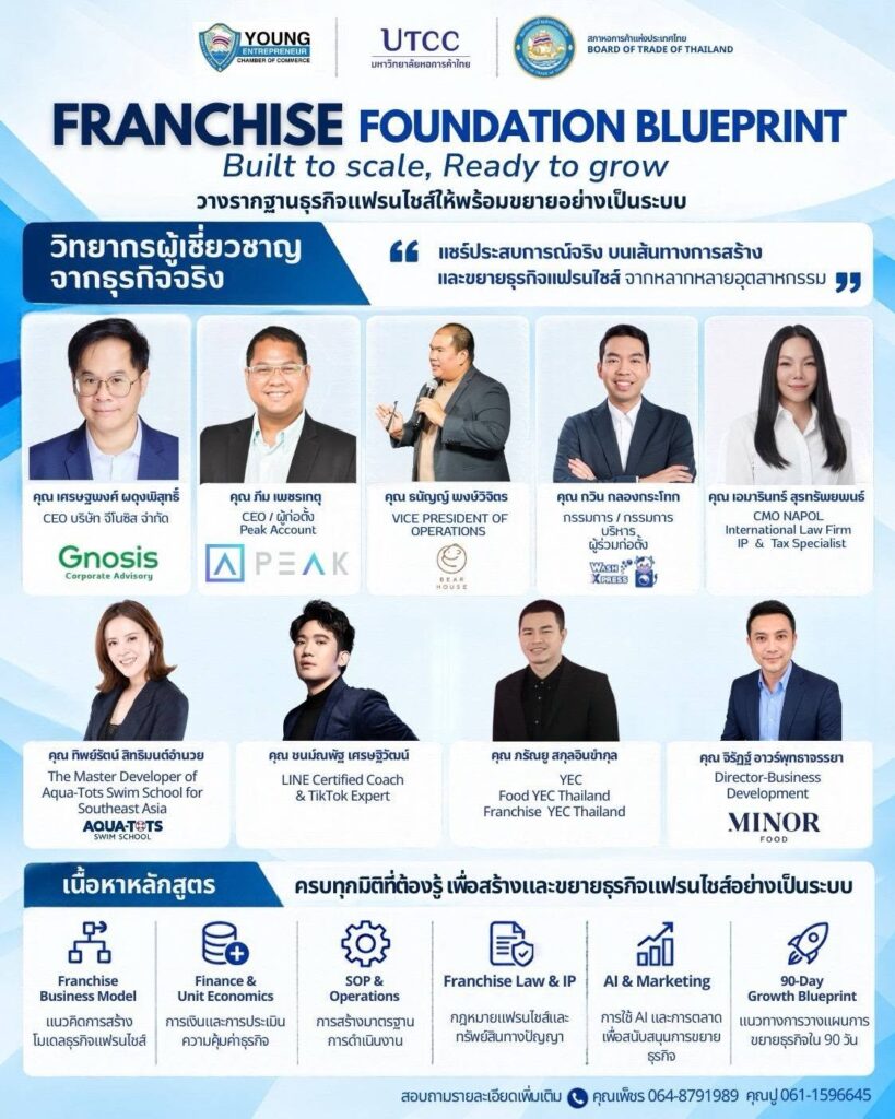 วิทยากรและเนื้อหาหลักสูตร Franchise Foundation Blueprint